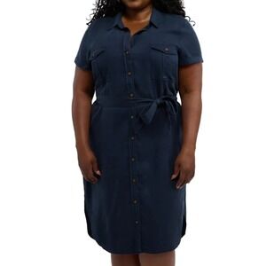 Teddi Rose Shirt Dress XXL Tencel Button Down Belted Pockets